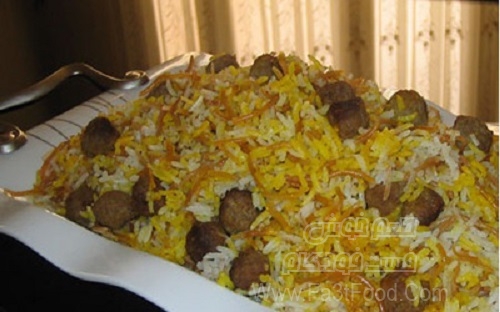 هویج پلو با گوشت قلقلی